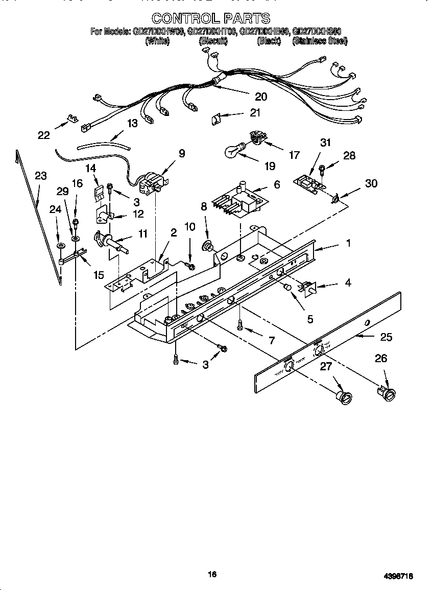 Whirlpool GD27DIXHW00 control panel diagram