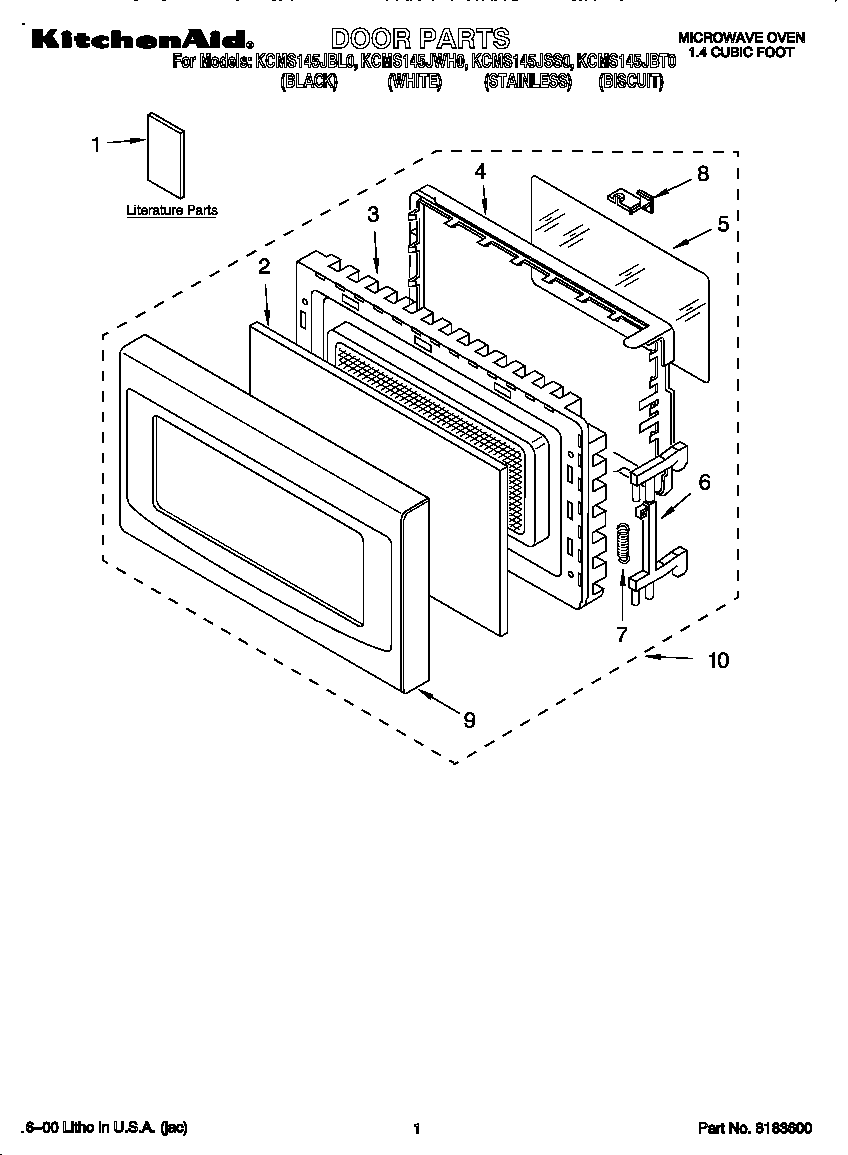KitchenAid KCMS145JSS0 door diagram