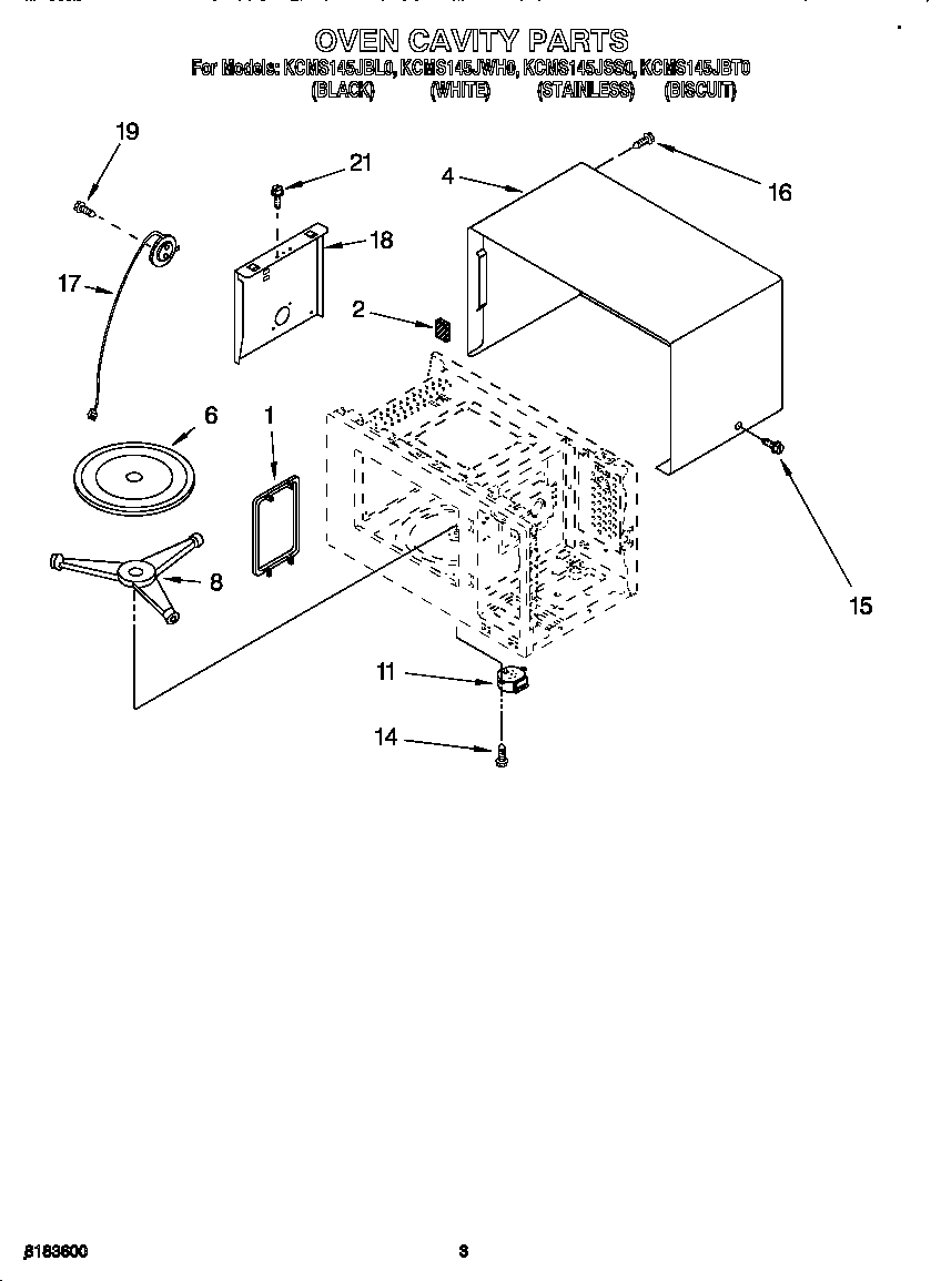 KitchenAid KCMS145JSS0 oven cavity diagram