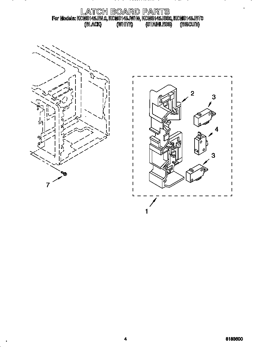 KitchenAid KCMS145JSS0 latch board diagram