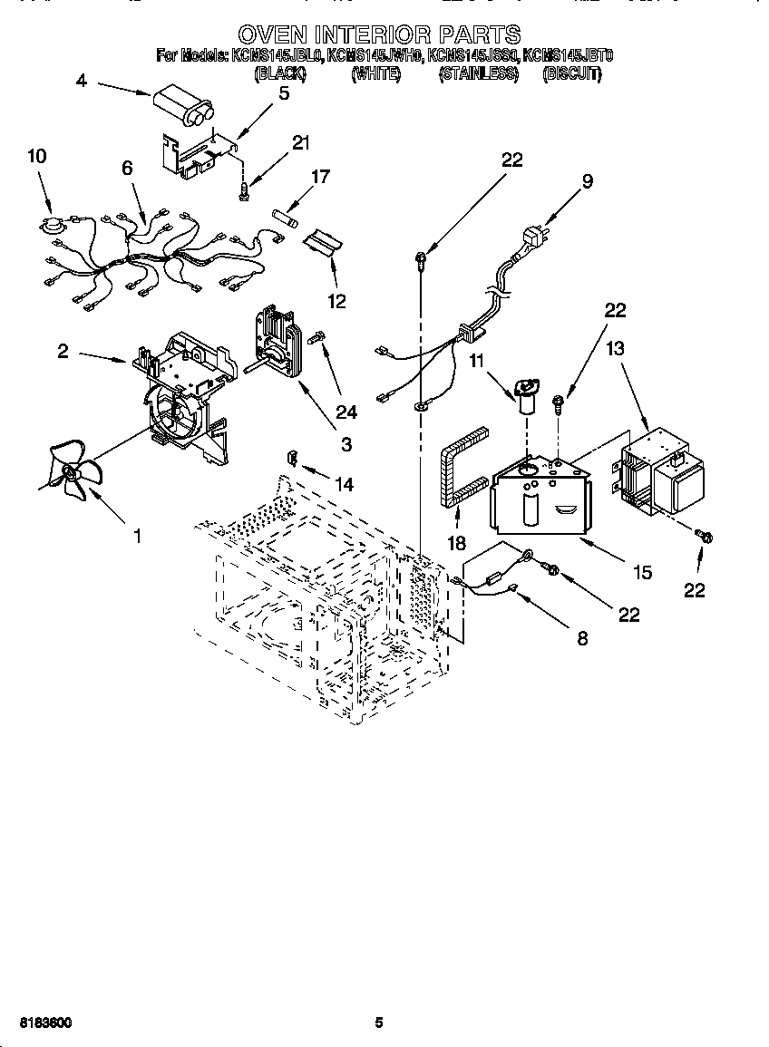 KitchenAid KCMS145JSS0 oven interior diagram