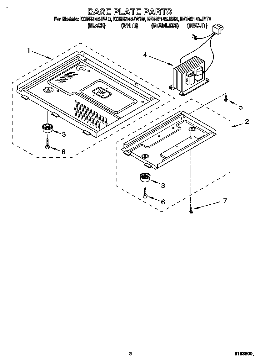 KitchenAid KCMS145JSS0 base plate diagram