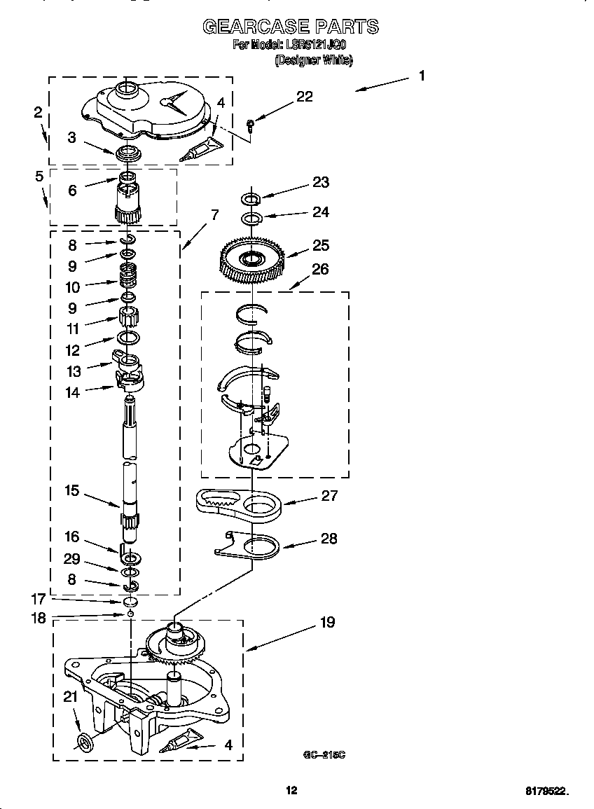 Whirlpool LSR5121JQ0 gearcase diagram