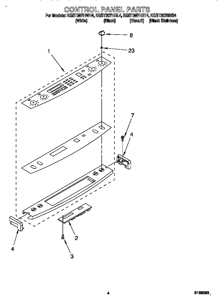 KitchenAid KGST307HWH4 control panel diagram