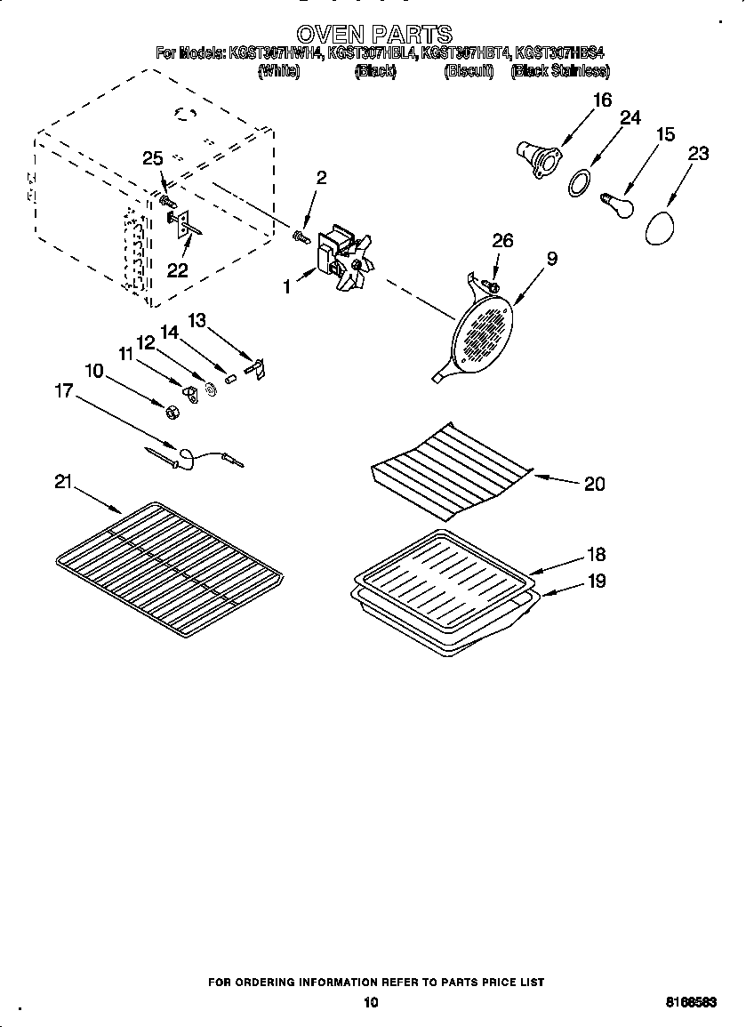 KitchenAid KGST307HWH4 oven diagram