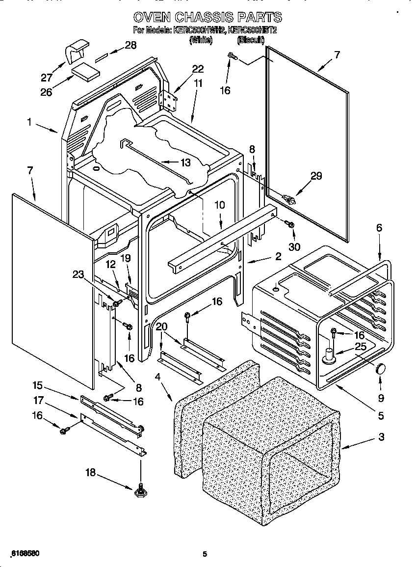 KitchenAid KERC500HBT2 oven chassis diagram