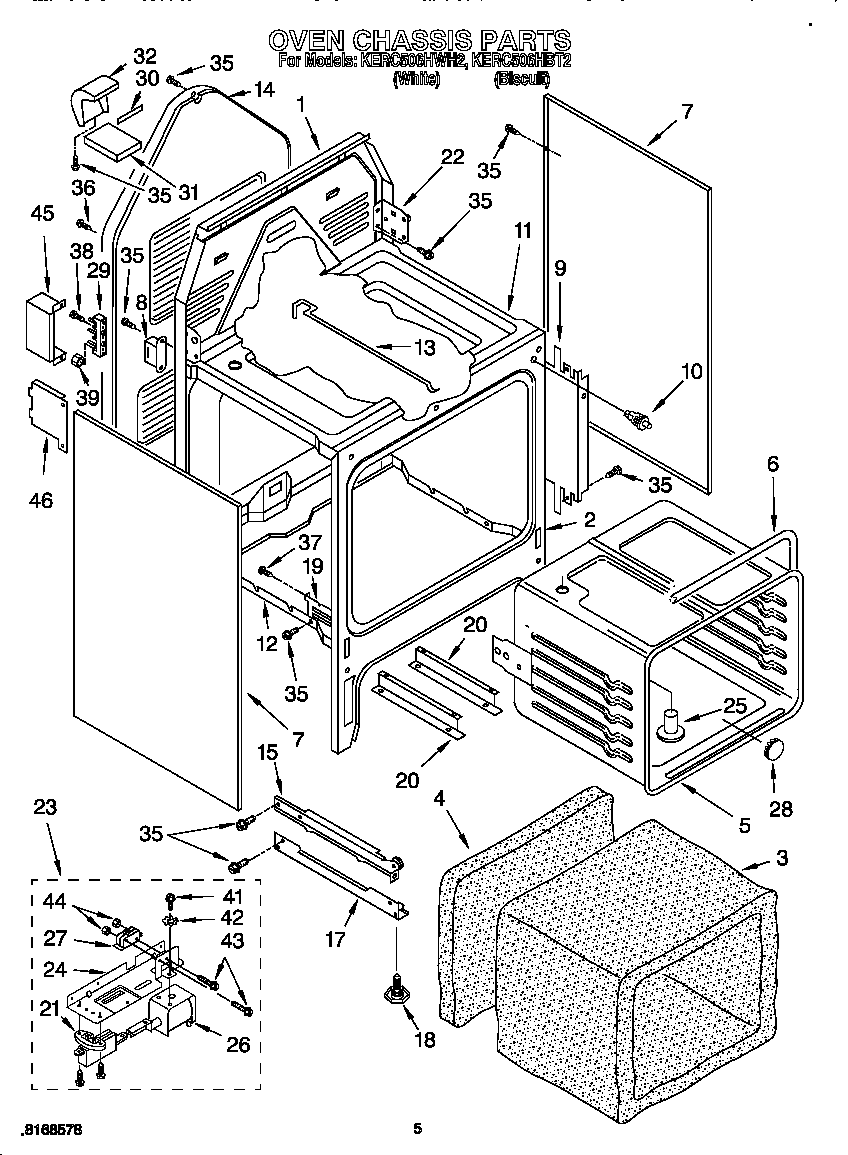 KitchenAid KERC506HWH2 oven chassis diagram