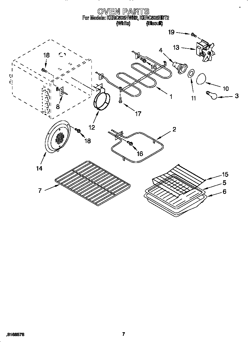 KitchenAid KERC506HWH2 oven diagram