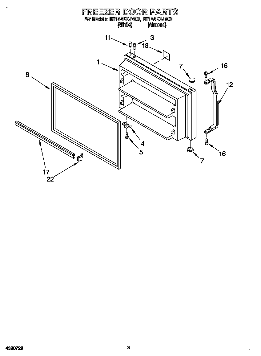 Roper RT18AKXJN00 freezer door diagram