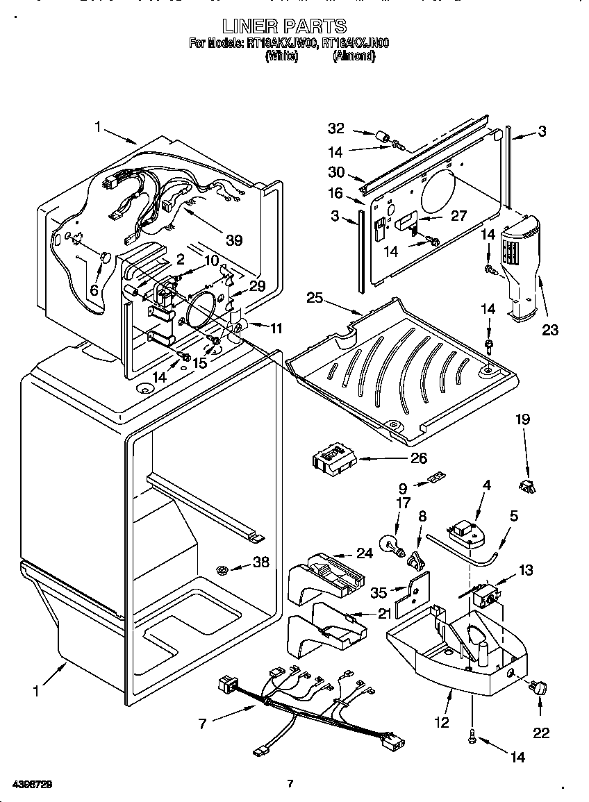 Roper RT18AKXJN00 liner diagram