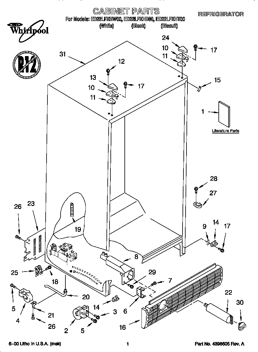 Whirlpool ED22LFXHB00 cabinet diagram