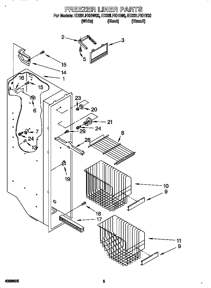 Whirlpool ED22LFXHB00 freezer liner diagram