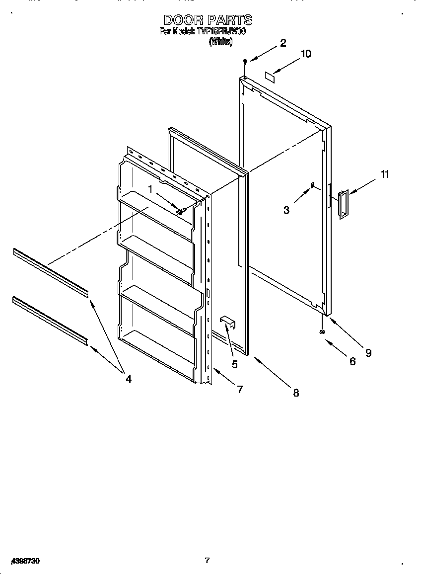 Whirlpool TVF15FRJW00 door diagram