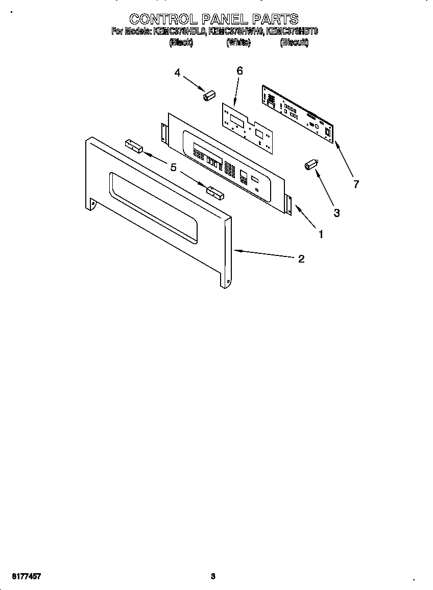 KitchenAid KEMC378HWH0 control panel diagram