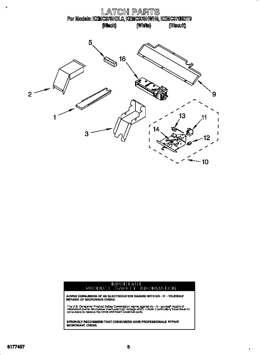 KitchenAid KEMC378HWH0 latch diagram