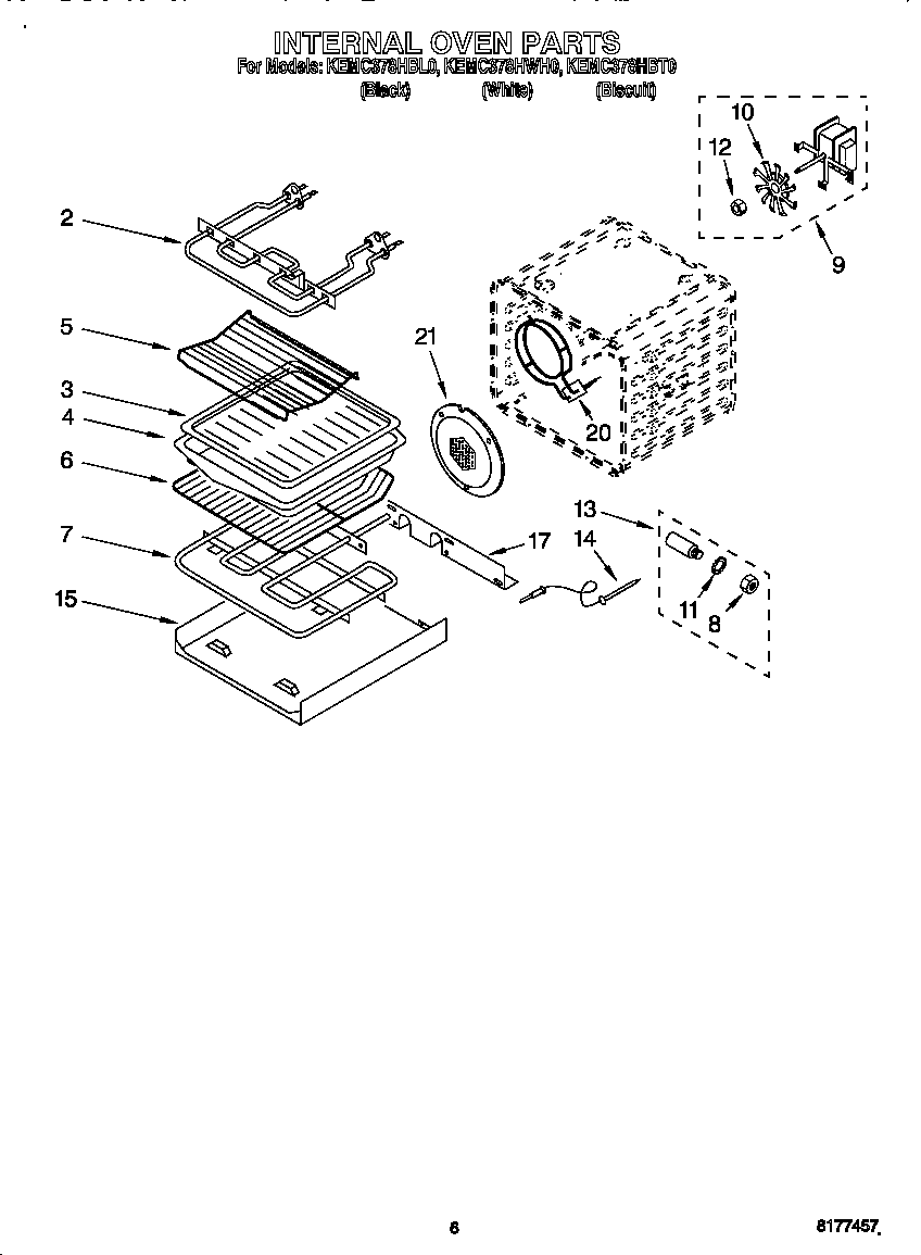 KitchenAid KEMC378HWH0 internal oven diagram