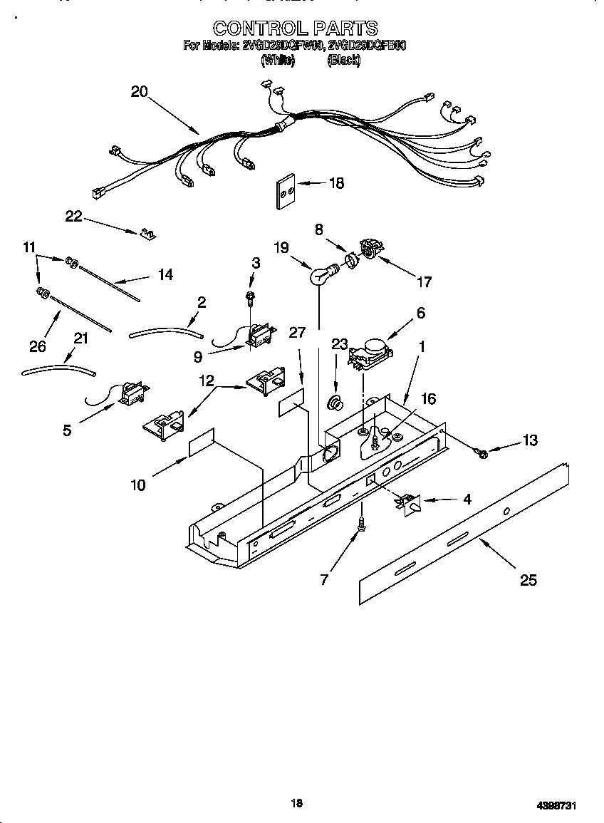 Whirlpool 2VGD29DQFW00 control diagram