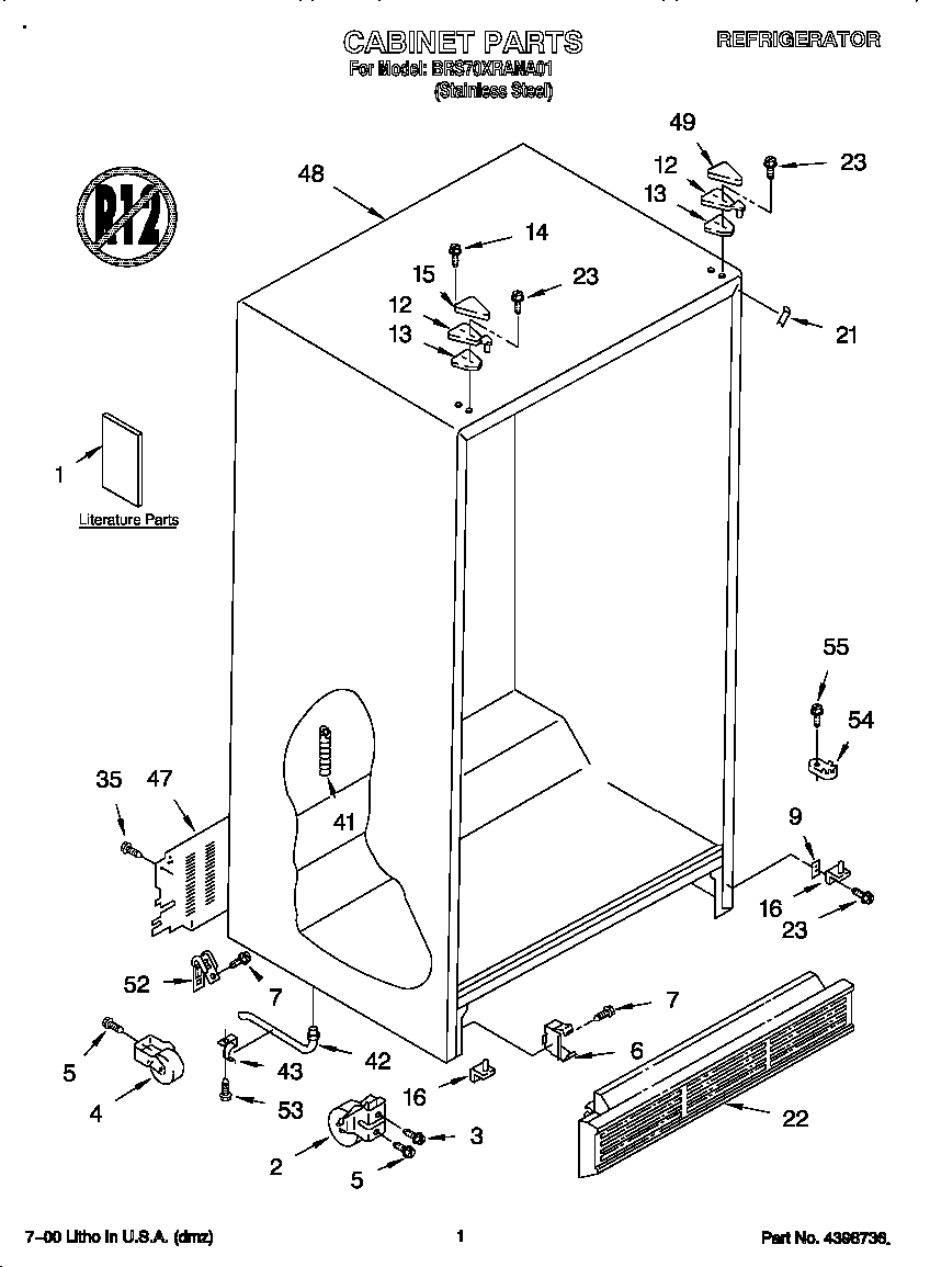 Whirlpool BRS70XRANA01 cabinet diagram
