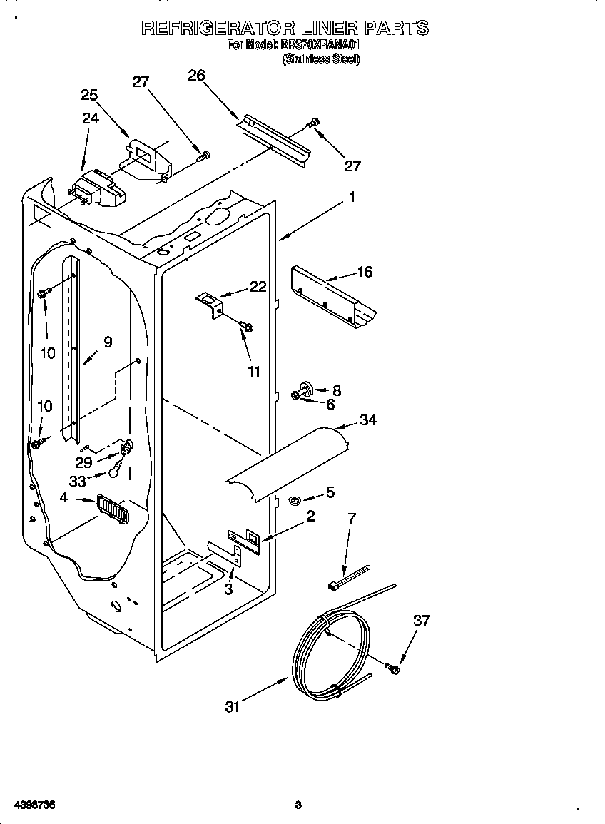 Whirlpool BRS70XRANA01 refrigerator liner diagram