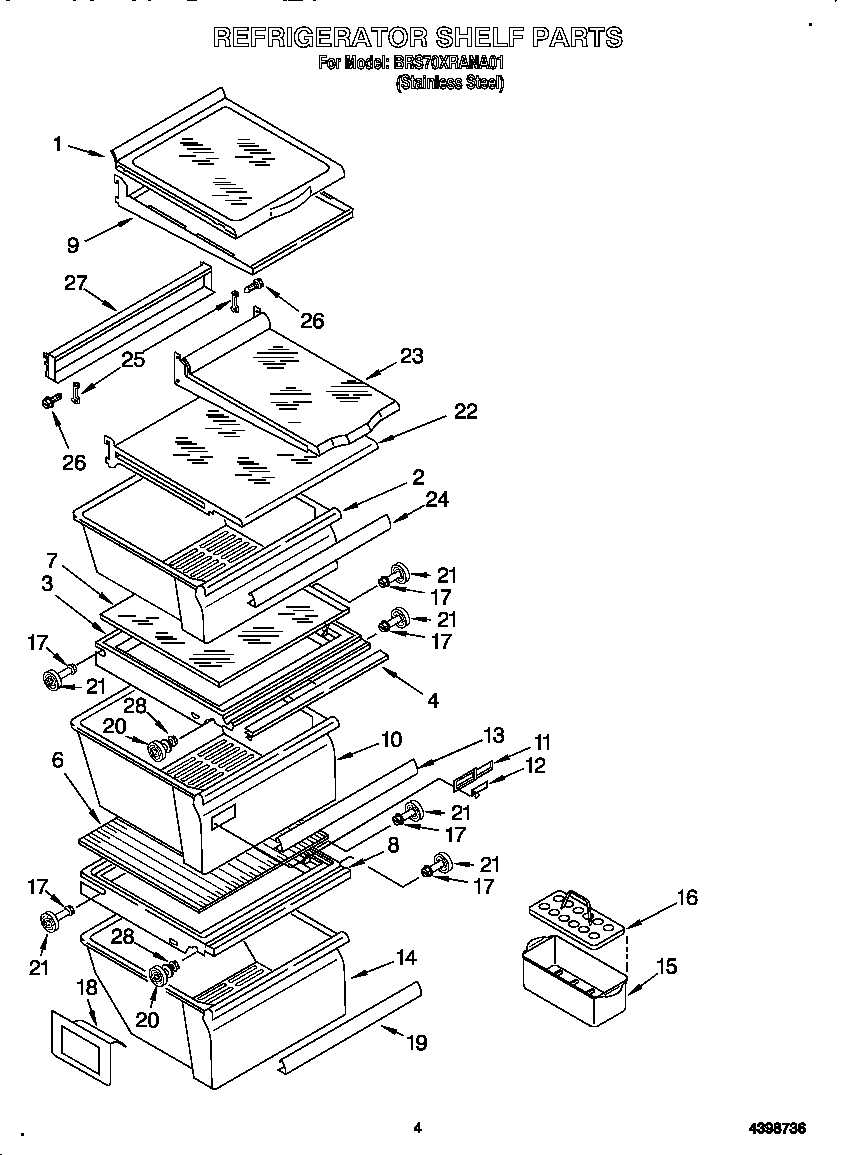 Whirlpool BRS70XRANA01 refrigerator shelf diagram