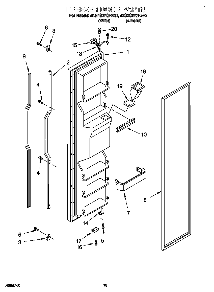 KitchenAid 4KSRS27QFW02 freezer door diagram