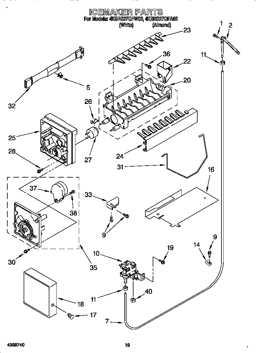 KitchenAid 4KSRS27QFW02 ice maker diagram