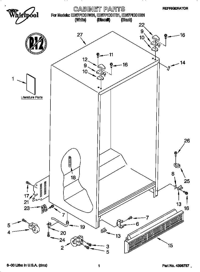 Whirlpool ED27PEXHW01 cabinet diagram