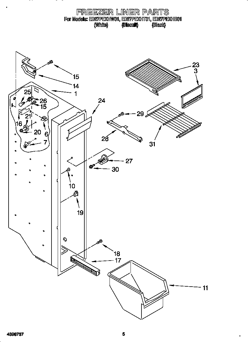 Whirlpool ED27PEXHW01 freezer liner diagram