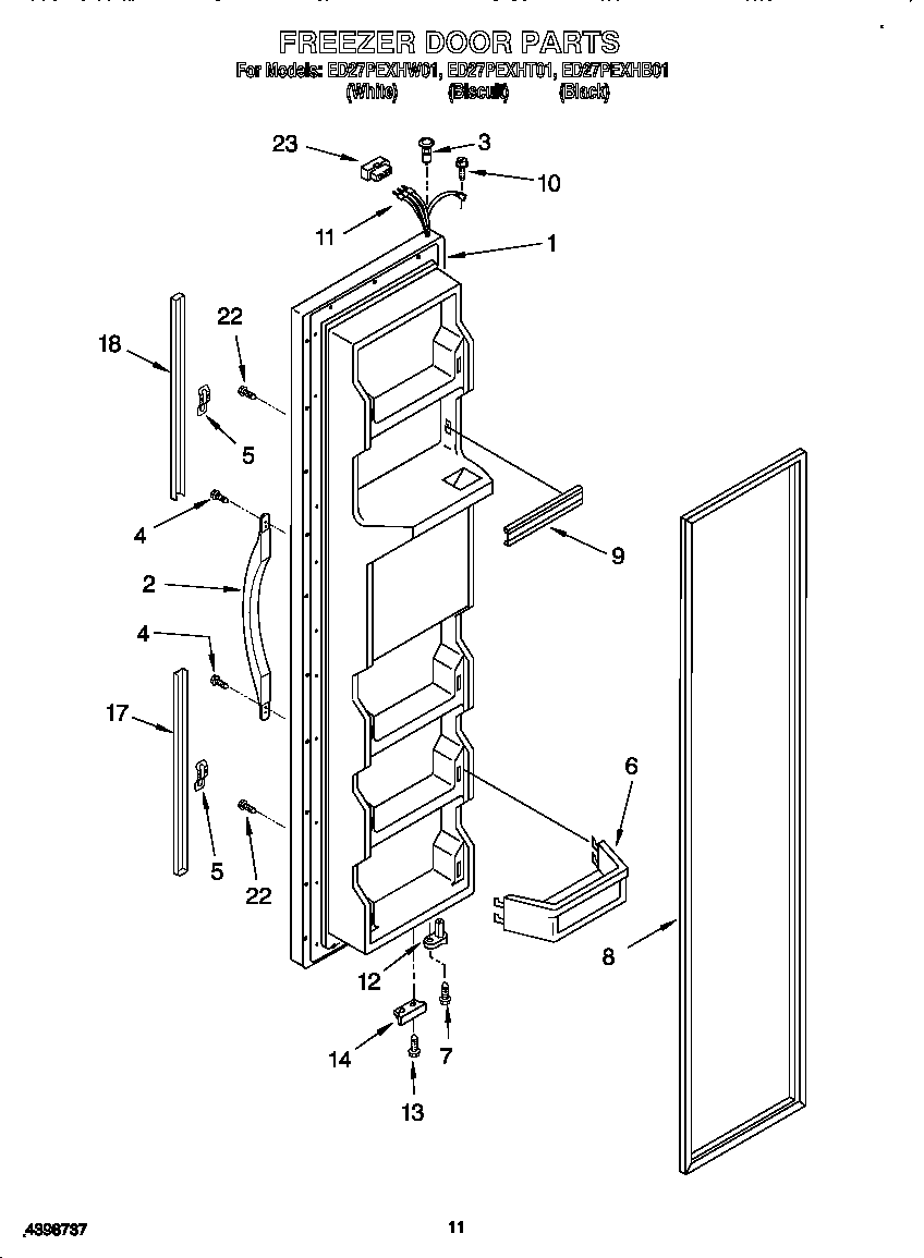 Whirlpool ED27PEXHW01 freezer door diagram