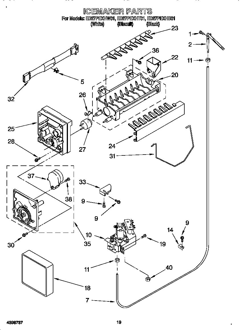 Whirlpool ED27PEXHW01 ice maker diagram