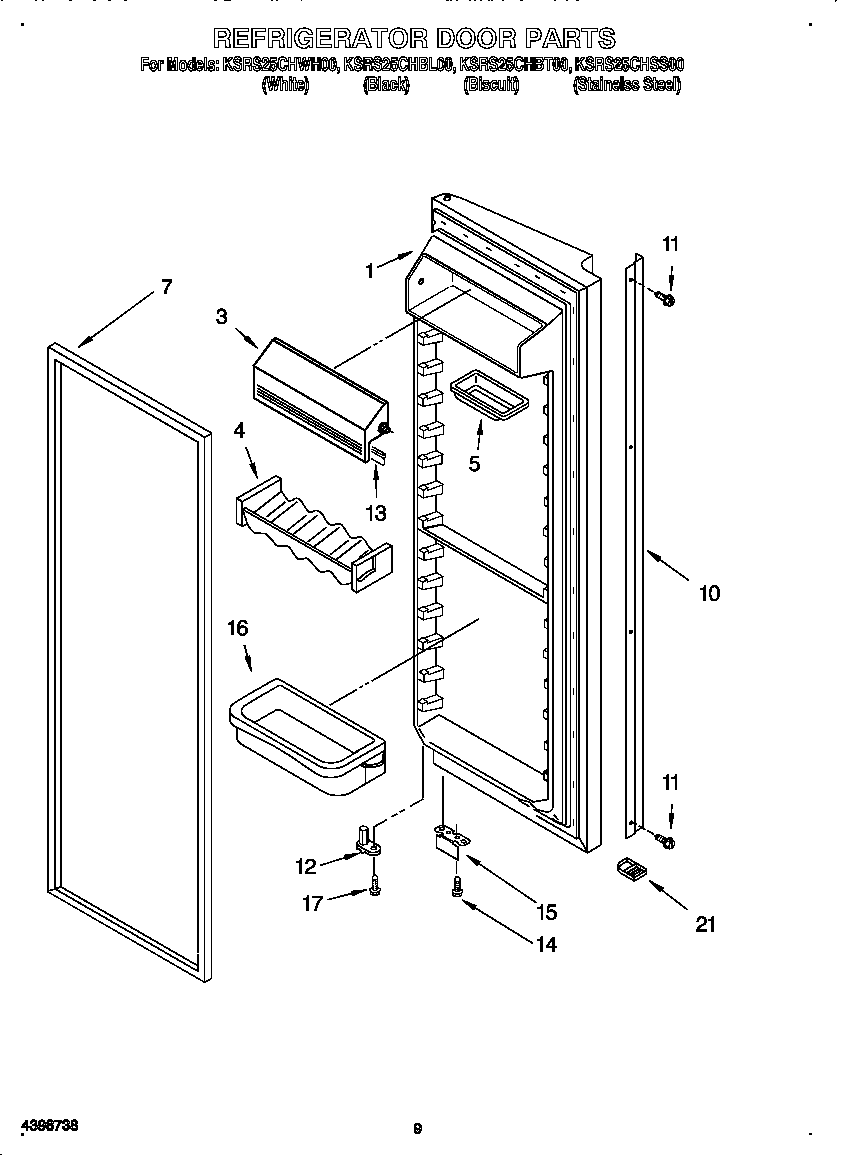 KitchenAid KSRS25CHWH00 refrigerator door diagram