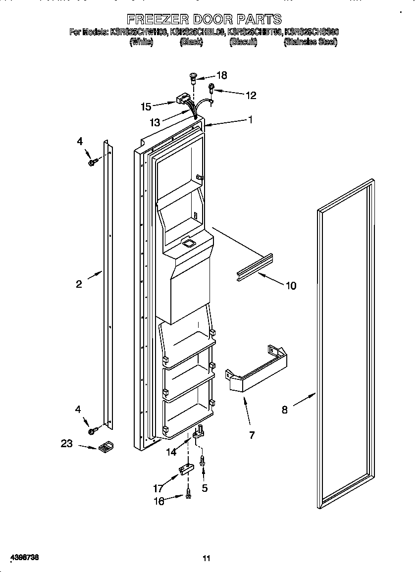 KitchenAid KSRS25CHWH00 freezer door diagram