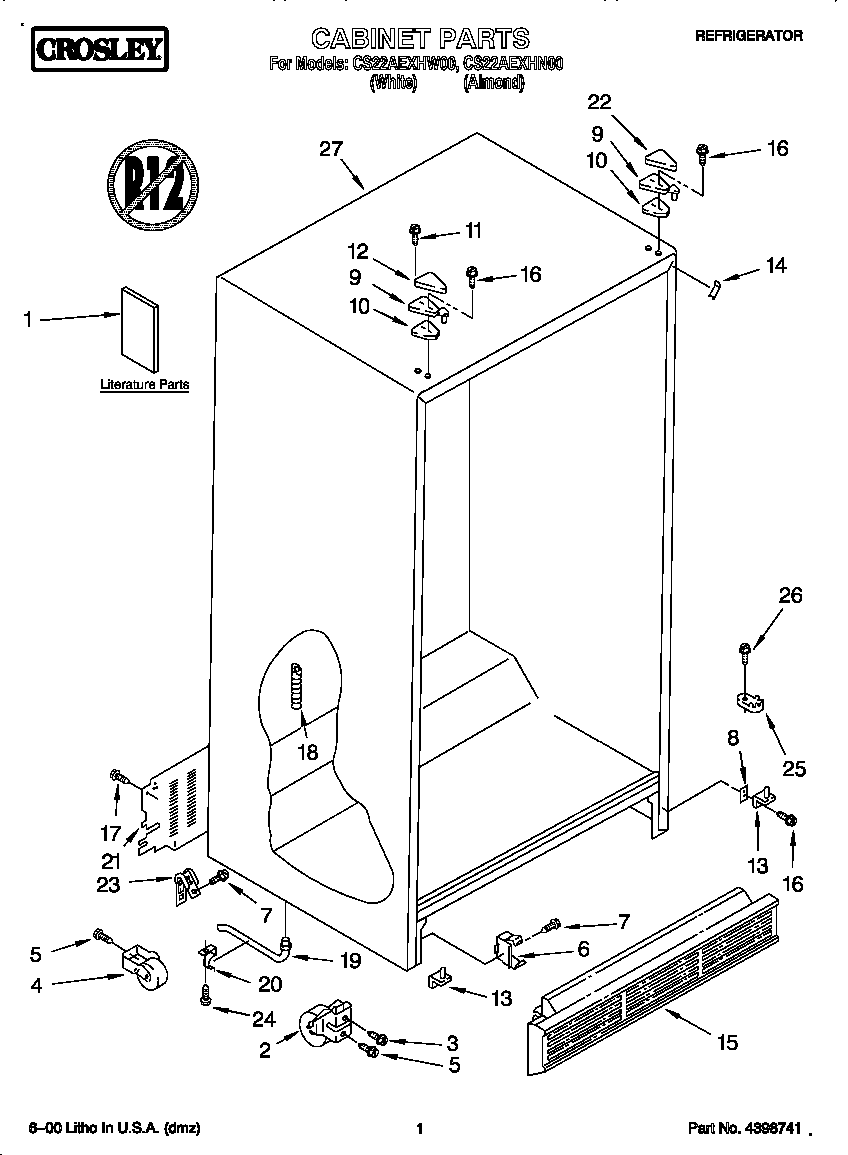 Crosley CS22AEXHN00 cabinet diagram