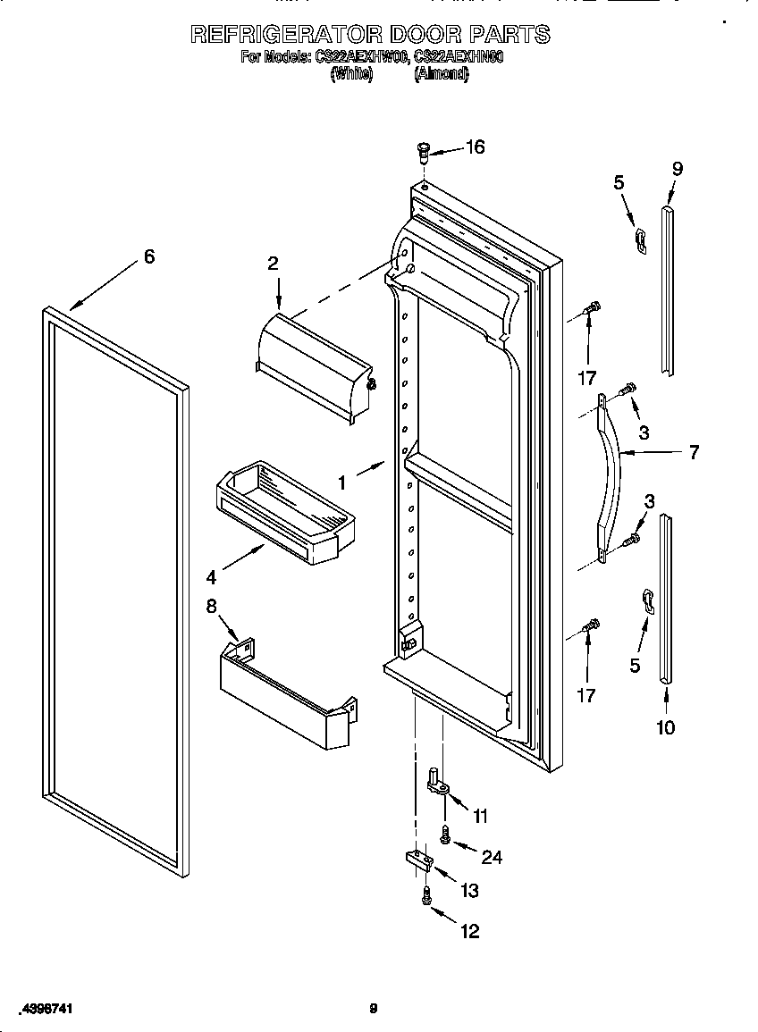 Crosley CS22AEXHN00 refrigerator door diagram