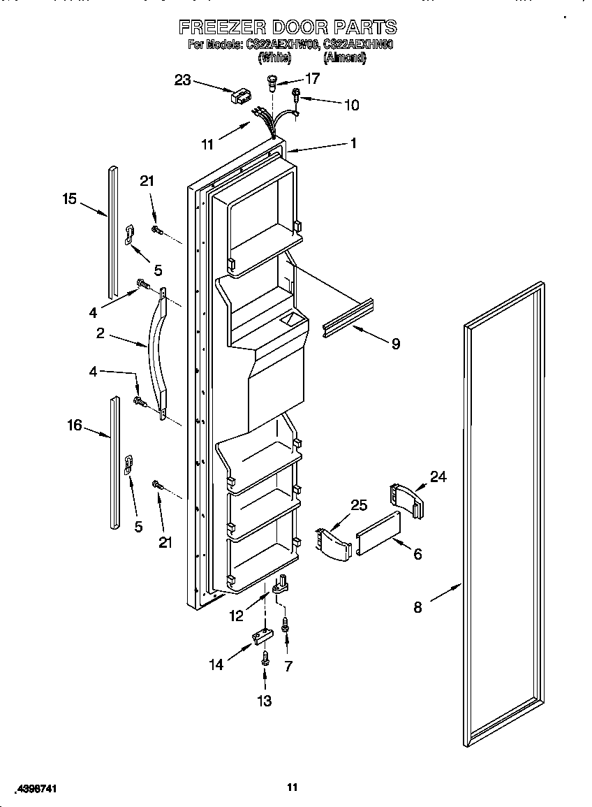 Crosley CS22AEXHN00 freezer door diagram
