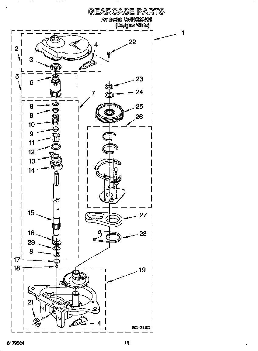 Crosley CAWX629JQ0 gearcase diagram
