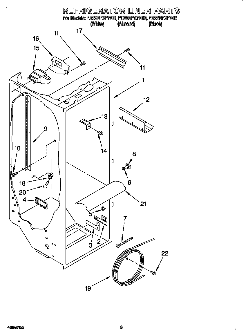 Whirlpool ED22RFXFB03 refrigerator liner diagram
