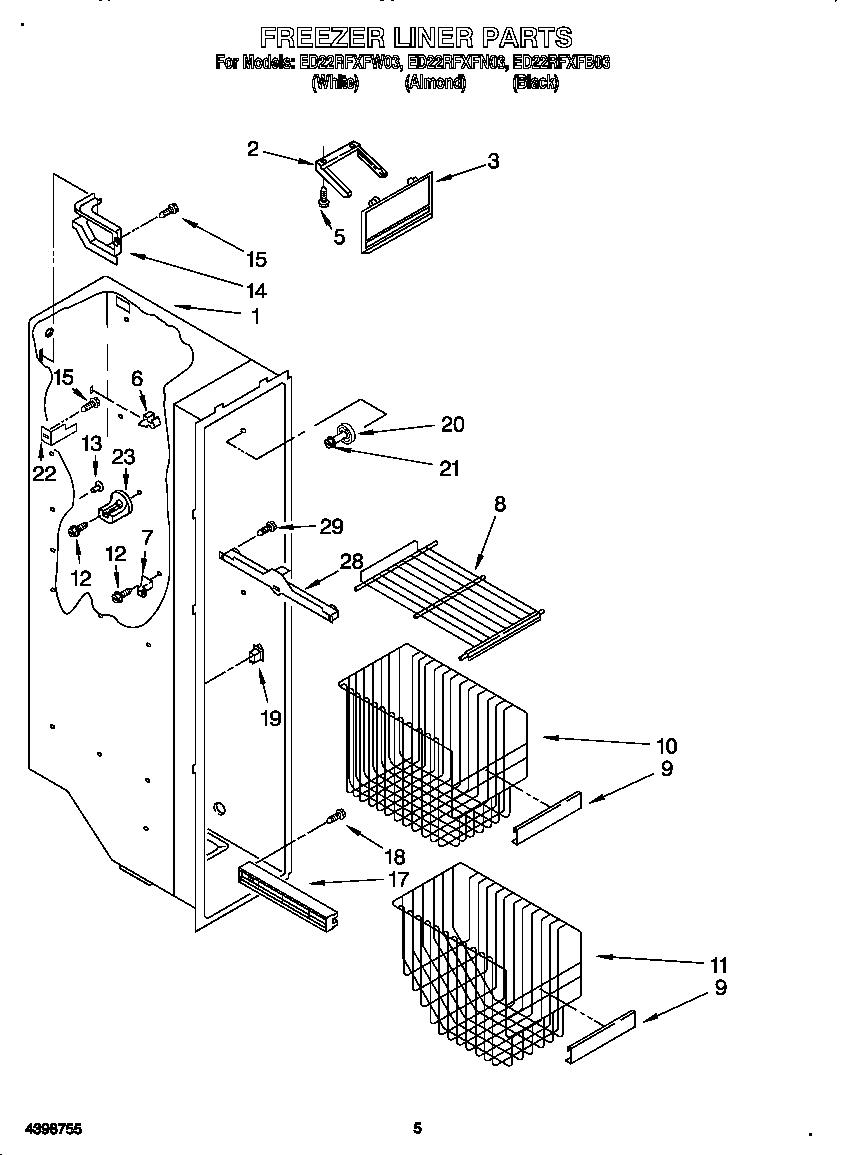 Whirlpool ED22RFXFB03 freezer liner diagram