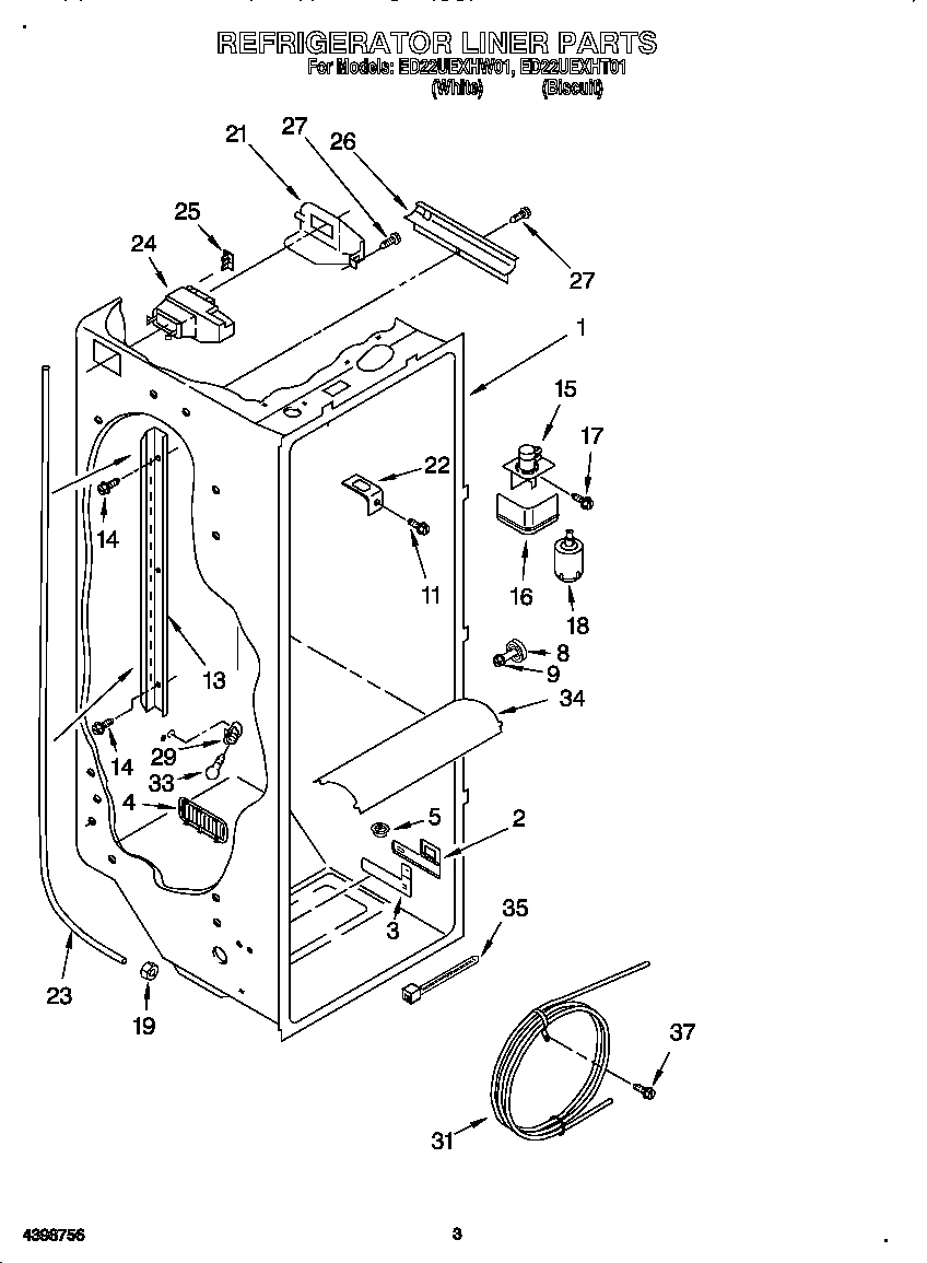 Whirlpool ED22UEXHT01 refrigerator liner diagram