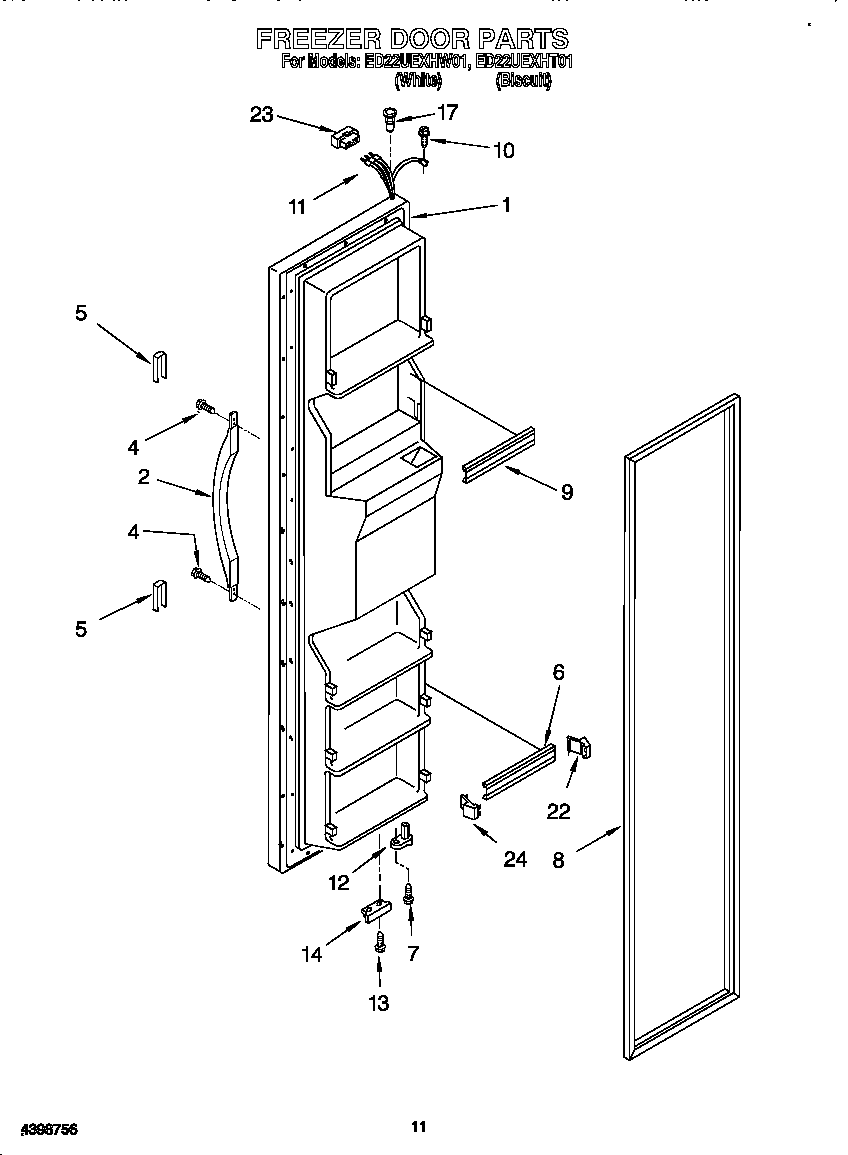 Whirlpool ED22UEXHT01 freezer door diagram
