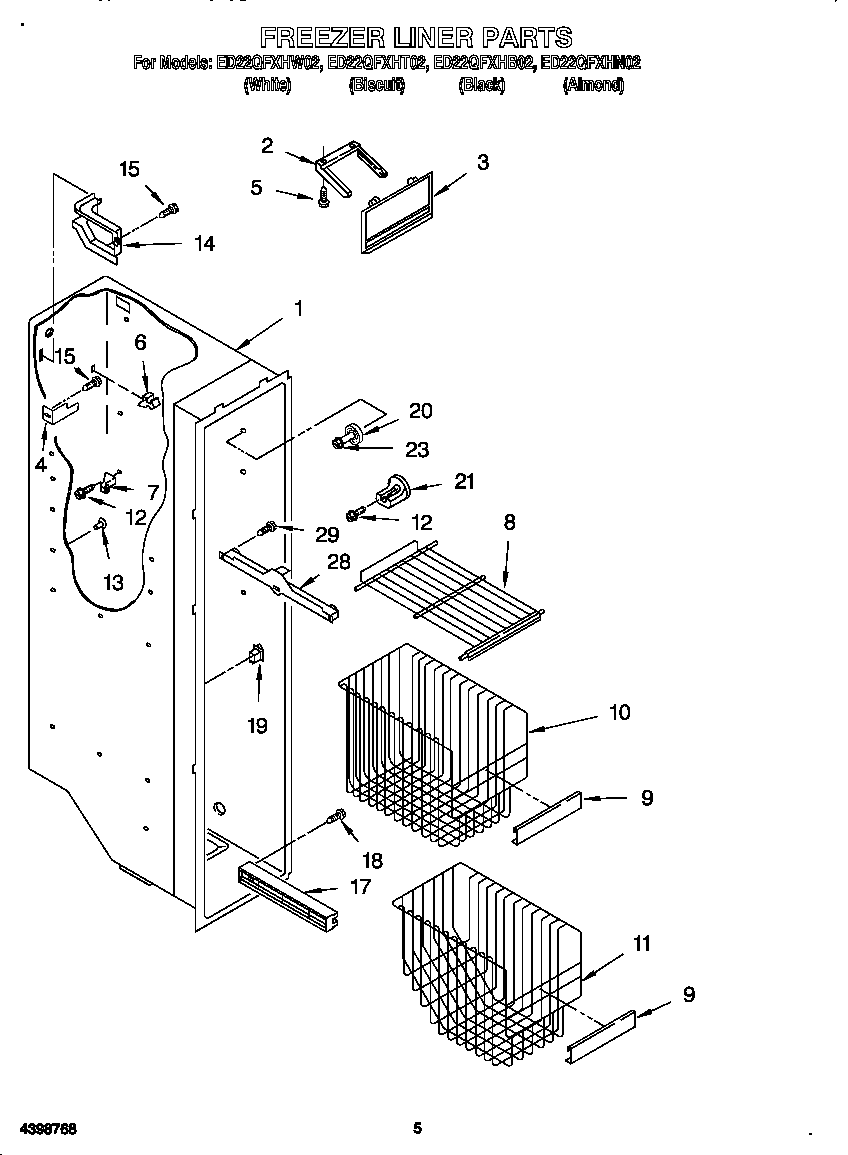 Whirlpool ED22QFXHT02 freezer liner diagram
