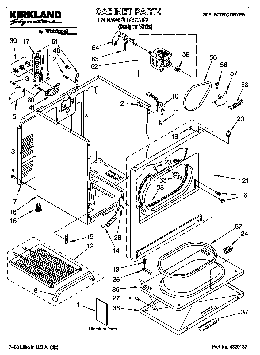 Kirkland SEDS800JQ0 cabinet diagram