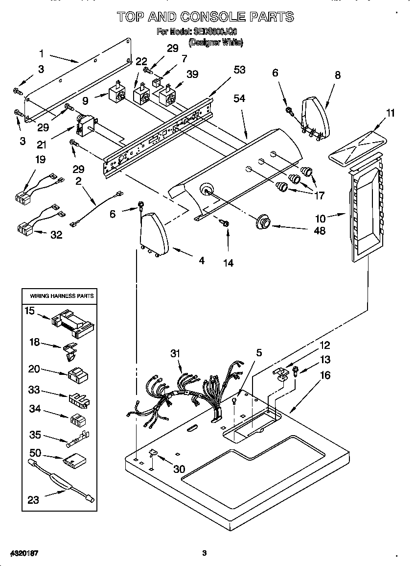 Kirkland SEDS800JQ0 top and console diagram