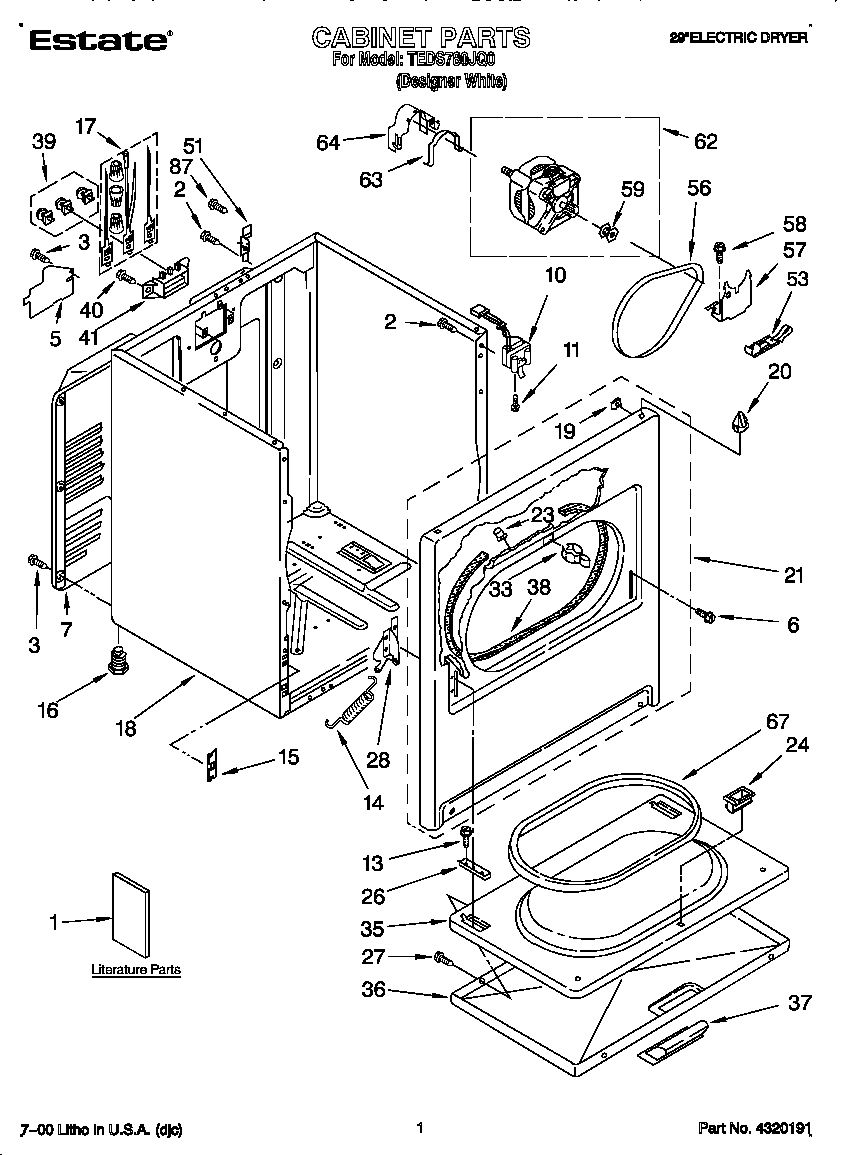 Estate TEDS780JQ0 cabinet diagram