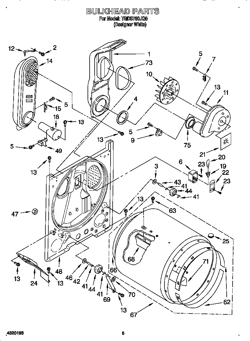 Estate TGDS780JQ0 bulkhead diagram
