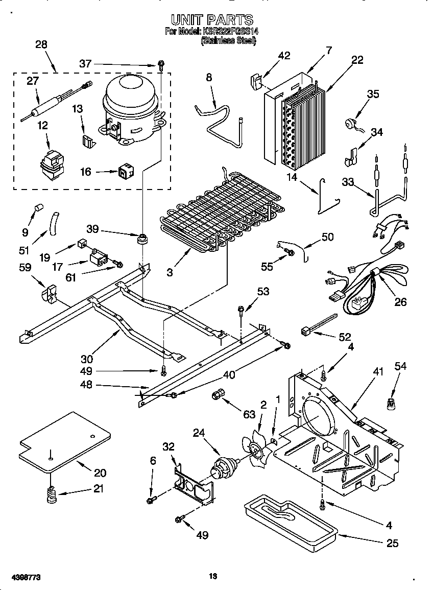 KitchenAid KSRS22FGSS14 unit diagram