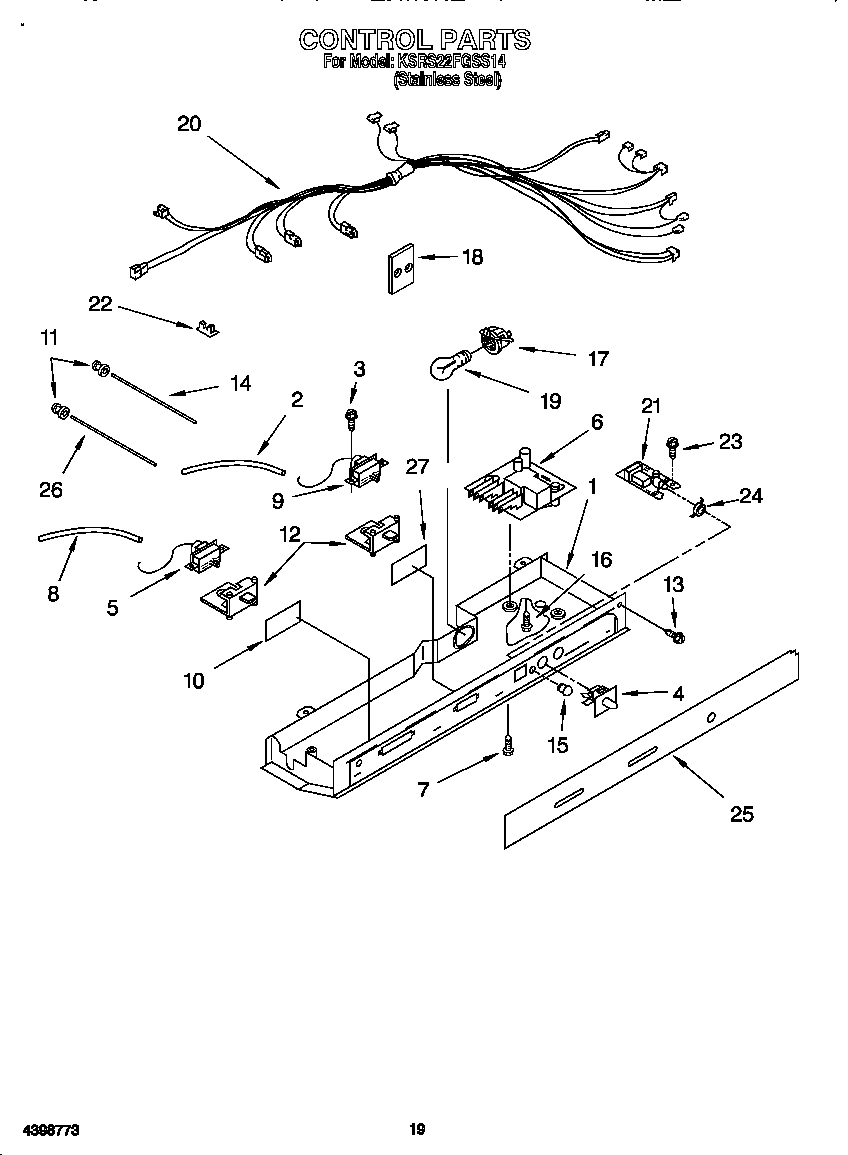 KitchenAid KSRS22FGSS14 control diagram