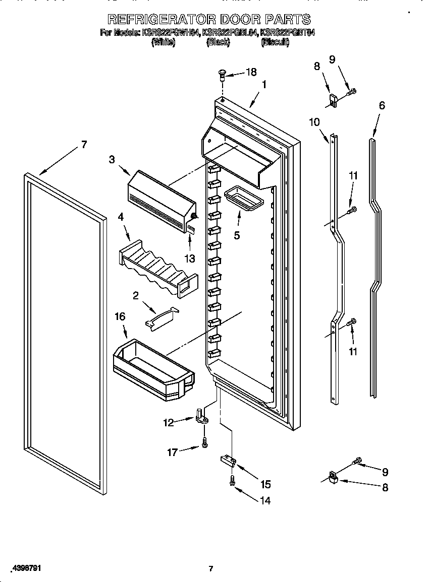 KitchenAid KSRS22FGBT04 refrigerator door diagram