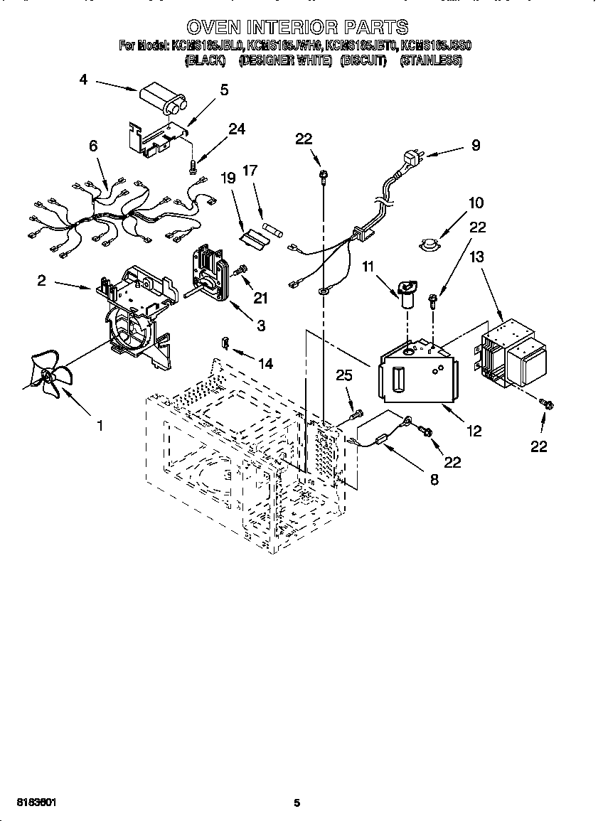 KitchenAid KCMS185JWH0 oven interior diagram