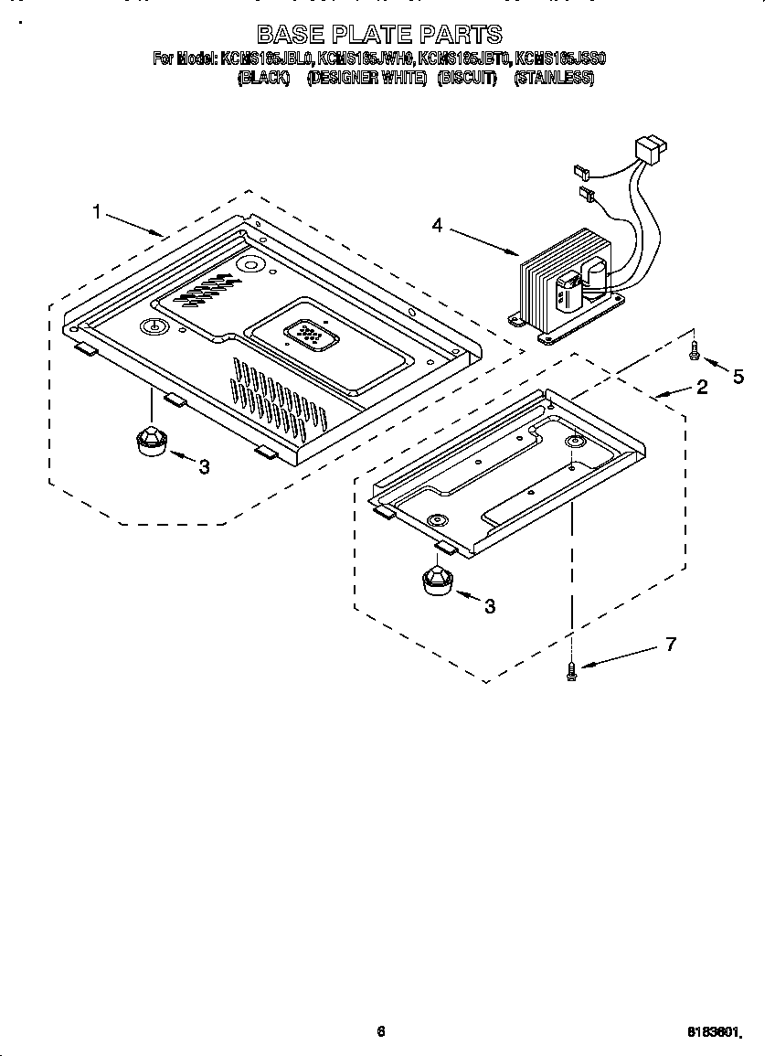 KitchenAid KCMS185JWH0 base plate diagram
